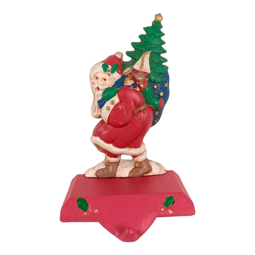 VINTAGE MIDWEST CAST IRON St. Nicholas SANTA CHRISTMAS Stocking HOLDER Hanger